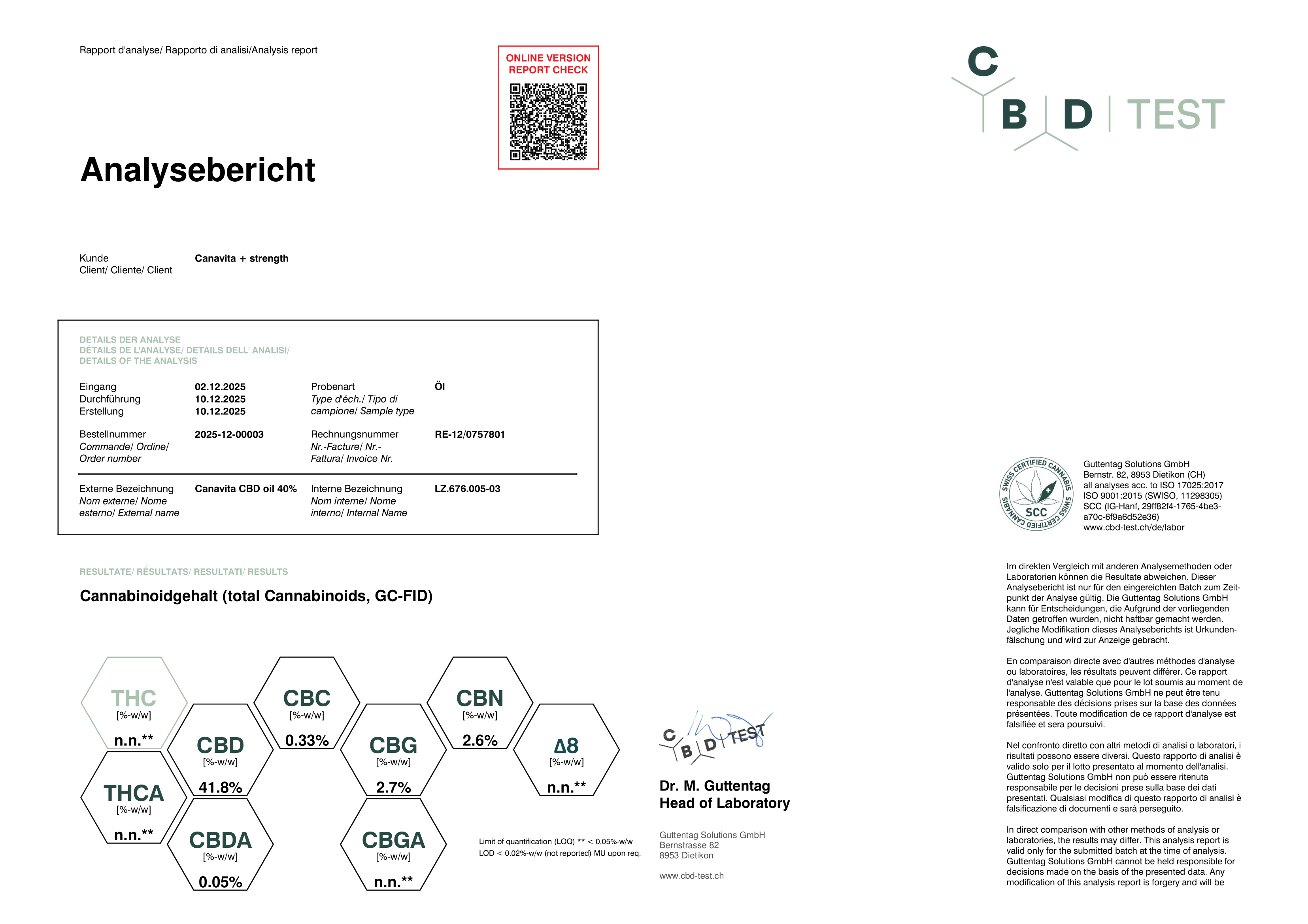 5 Pak 40% CBD olie SPAR 70%